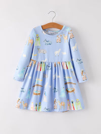 Nativity Print Girls Long Sleeve Dress