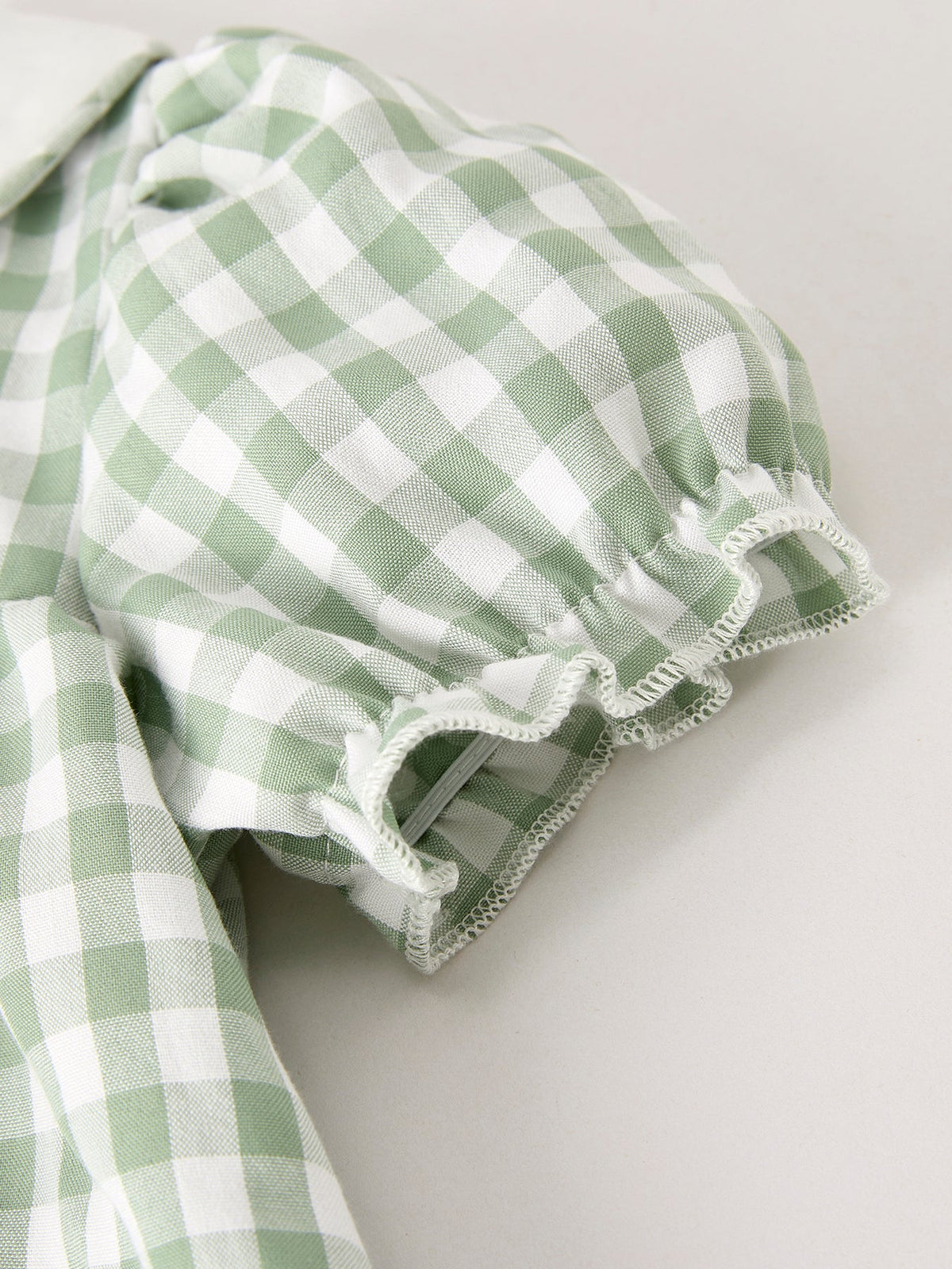 Pumpkin Applique Plaid Green Girls Dress