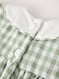 Pumpkin Applique Plaid Green Girls Dress