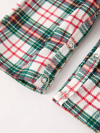 Christmas Jonjon Plaid Smocking Embroidered Boys Romper