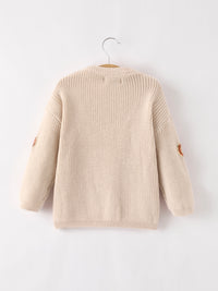 Pumpkin Sequin Sweater – Beige, Perfect for Fall