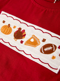 Fall Turkey Embroidered Boy Set