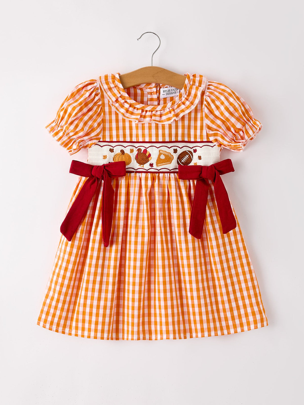 Fall Turkey Embroidered Dress for Girls