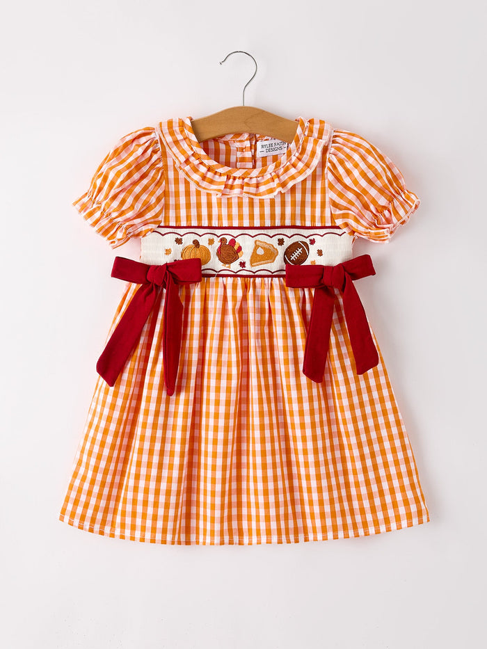 Fall Turkey Embroidered Dress for Girls