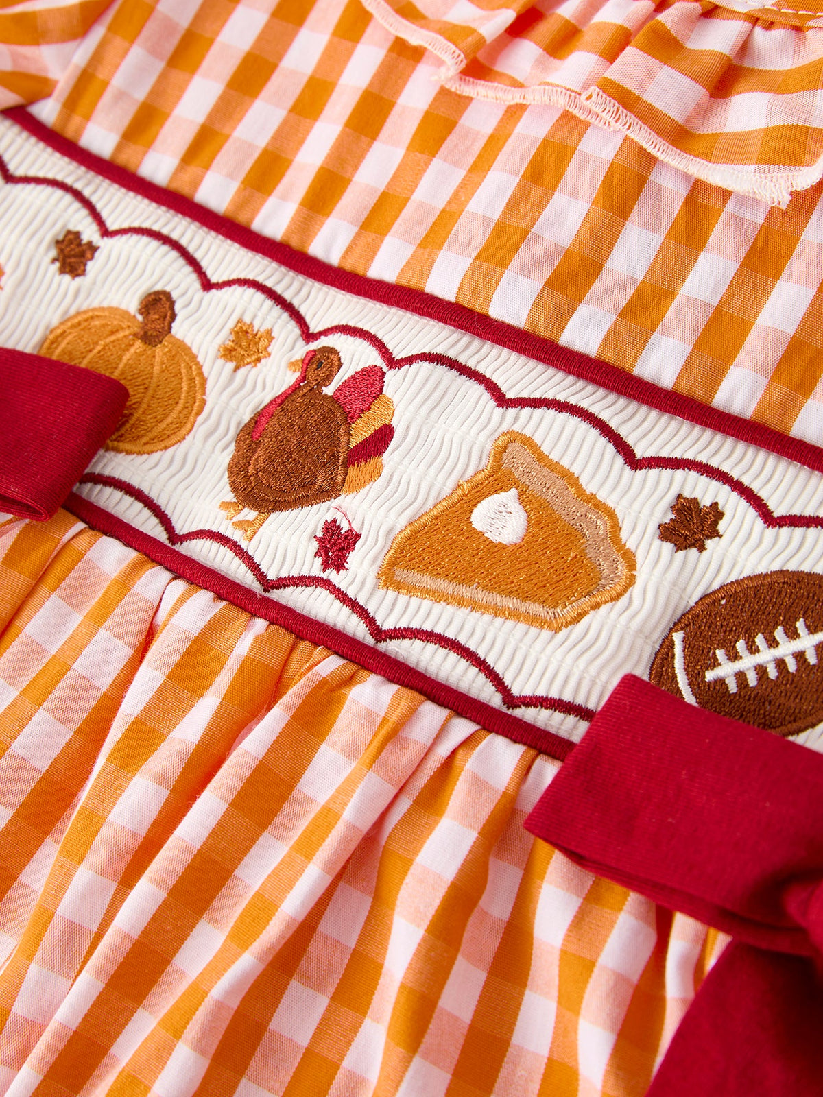 Fall Turkey Embroidered Dress for Girls