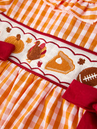 Fall Turkey Embroidered Dress for Girls