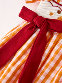 Fall Turkey Embroidered Dress for Girls