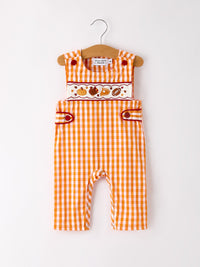 Fall Turkey Embroidered Romper for Baby Boys