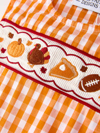 Fall Turkey Embroidered Romper for Baby Boys