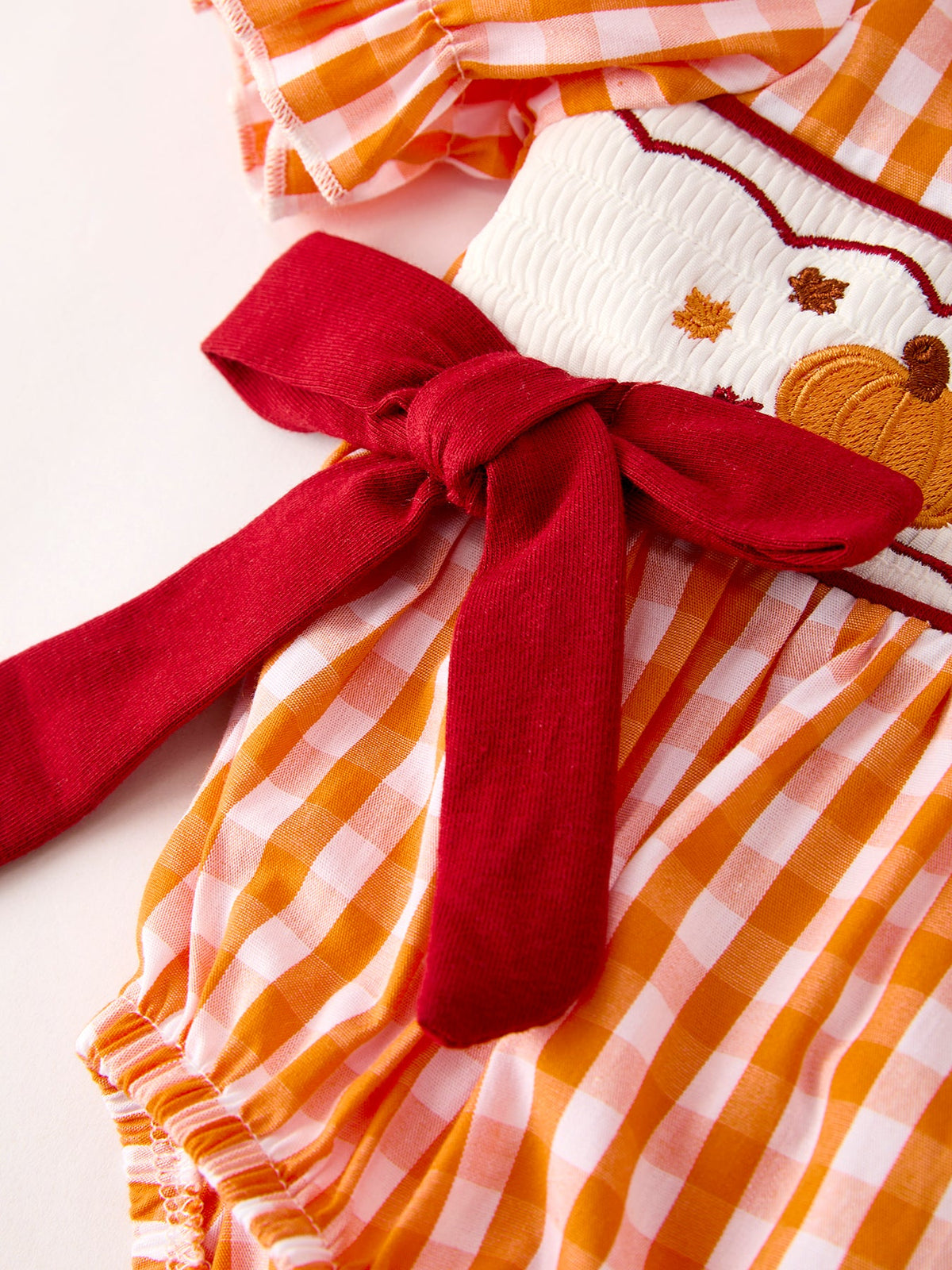 Fall Turkey Embroidered Romper for Baby Girls