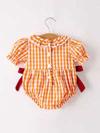 Fall Turkey Embroidered Romper for Baby Girls