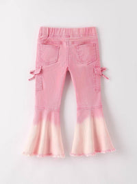 Pink Bell Bottom Jeans – Frayed Hem with Cargo Pockets - Essential Southern Charm