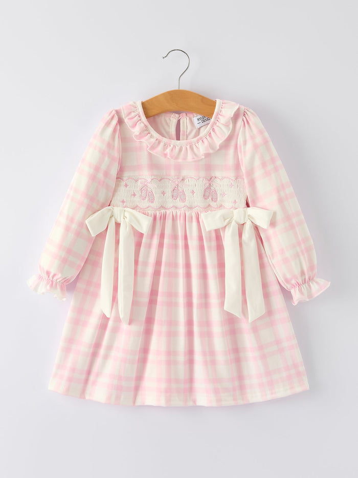 Ballet Shoe Embroidery Long Sleeve Dress