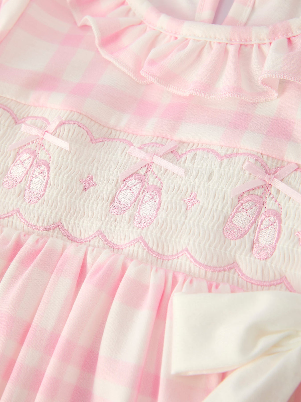 Ballet Shoe Embroidery Long Sleeve Dress