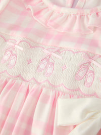 Ballet Shoe Embroidery Long Sleeve Dress