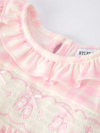 Ballet Shoe Embroidery Long Sleeve Romper