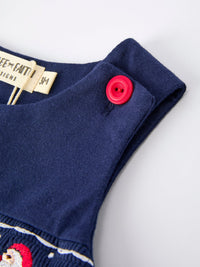 Christmas Holiday Celebration Baby Boys Romper: Navy with Santa Sleigh