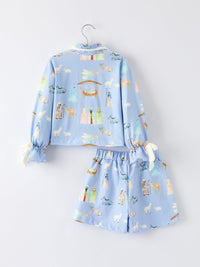 Christmas Nativity Pattern Girls Pajamas Set