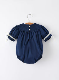 Nativity Smocking Embroidered Baby Girls Christmas Romper
