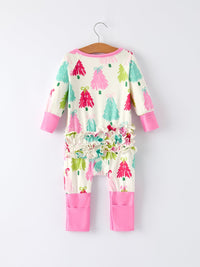 Christmas tree Baby Girls Romper with Long Sleeves