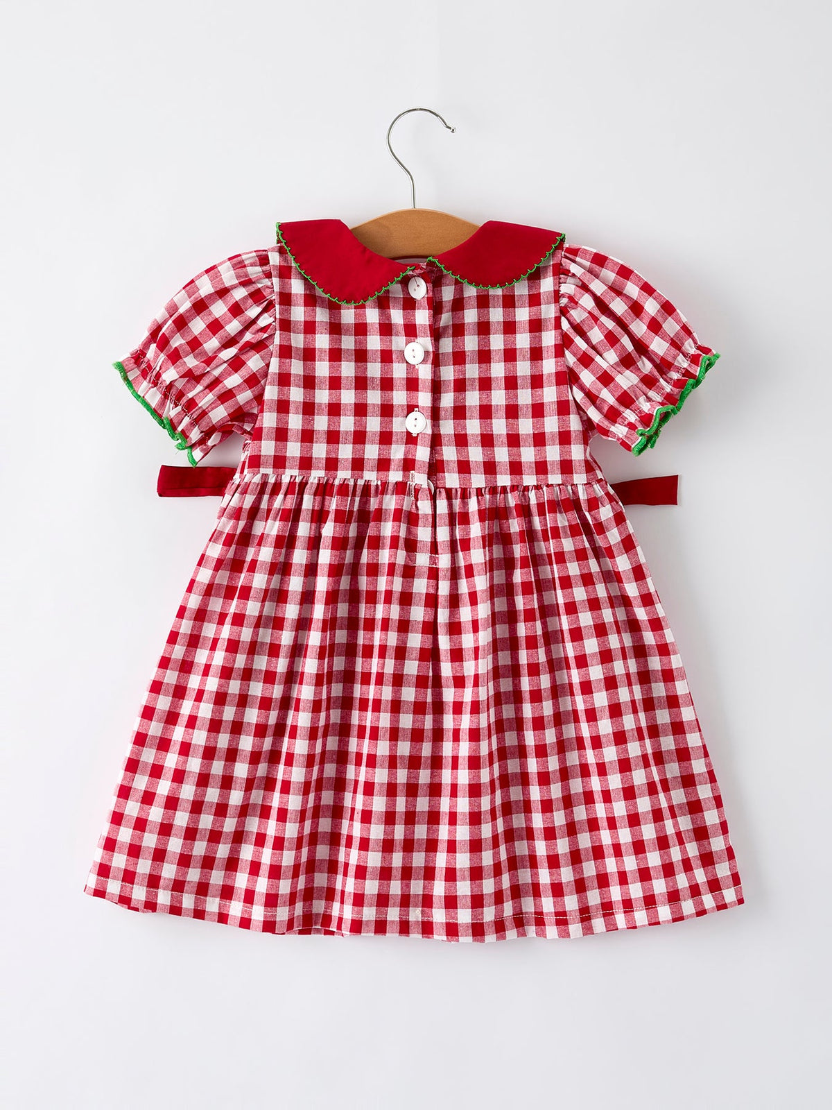 Red Plaid Dress with Tree Bow Accents