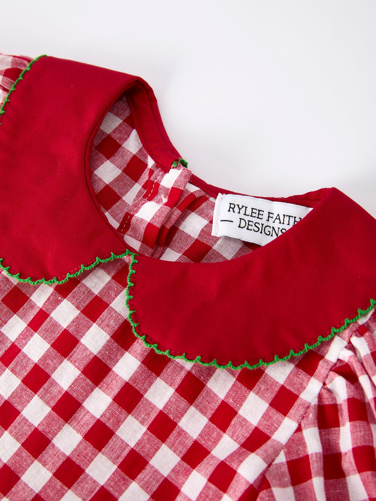 Red Plaid Dress with Tree Bow Accents