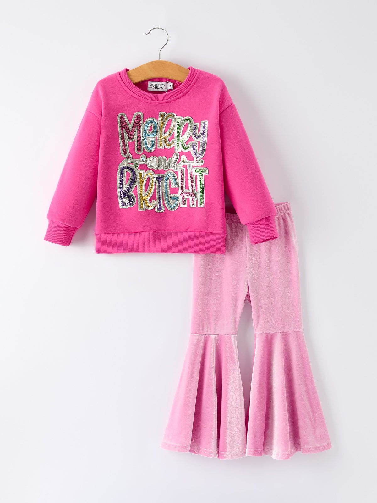 Christmas Outfit – Pink Merry Bright Top and Bell Pants