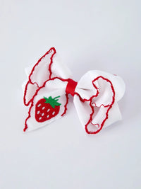 Strawberry Embroidered Girls Hairpin 4 Inches - Essential Southern Charm