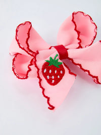 Strawberry Embroidered Girls Hairpin 4 Inches - Essential Southern Charm