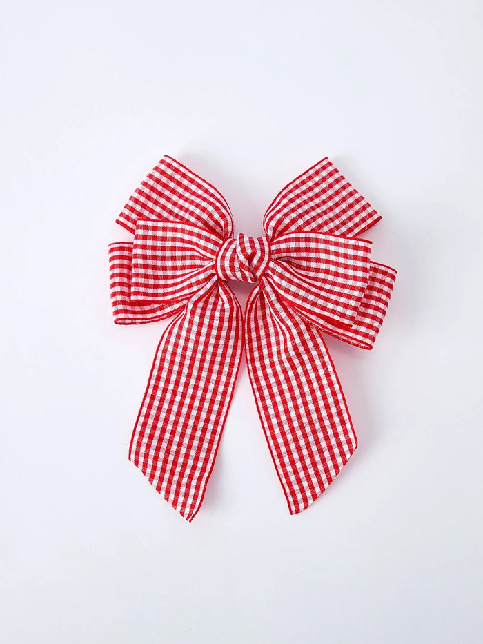 Red and white Plaid Girls Hairpin 4 Inches - Essential Southern Charm