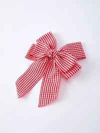 Red and white Plaid Girls Hairpin 4 Inches - Essential Southern Charm