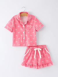 Mommy & Me Bow Print Ruffle Pajama Set