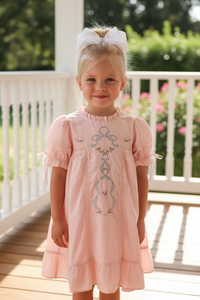 Embroidered Lace Girls' Short-sleeved Dress (2 colors available)