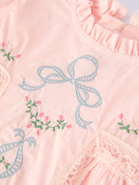 Embroidered Lace Girls' Short-sleeved Dress (2 colors available)