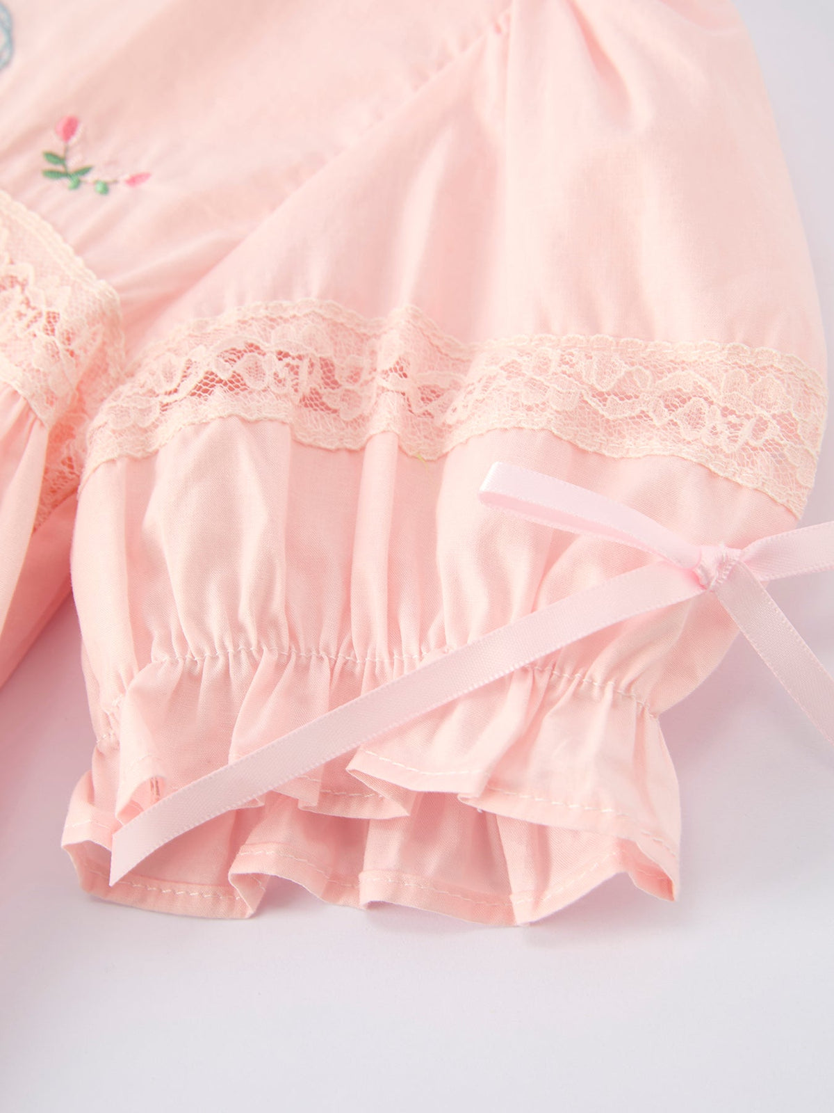 Embroidered Lace Girls' Short-sleeved Dress (2 colors available)