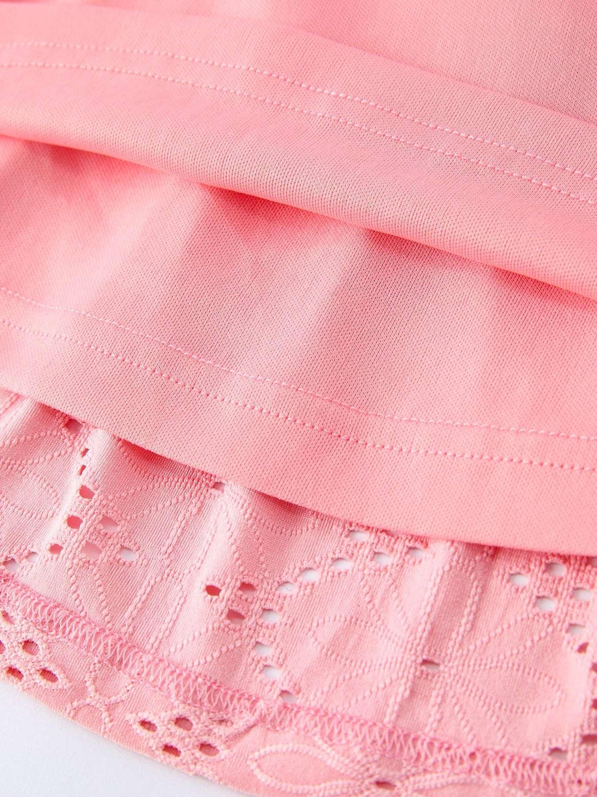 Pink Eyelet Embroidered Girl Short Sleeve Dress - Essential Southern Charm