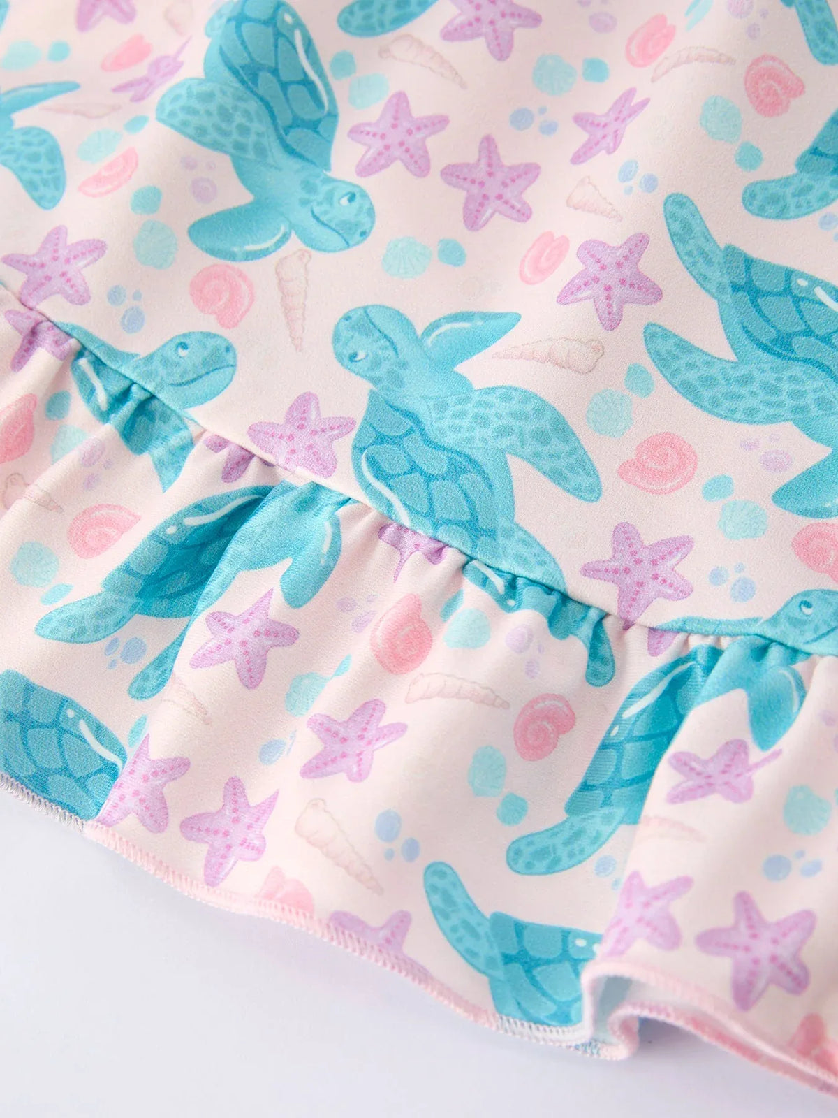Ocean Animal Sea Turtle Girl Ruffle Dress - Essential Southern Charm