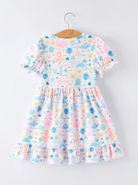 Ocean Animal Print Girl Ruffle Dress - Essential Southern Charm