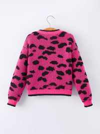 Fall Leopard Bow Girls Knit Cardigan