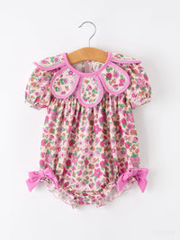 Pink Floral Bow Petals Collar Girls Bubble