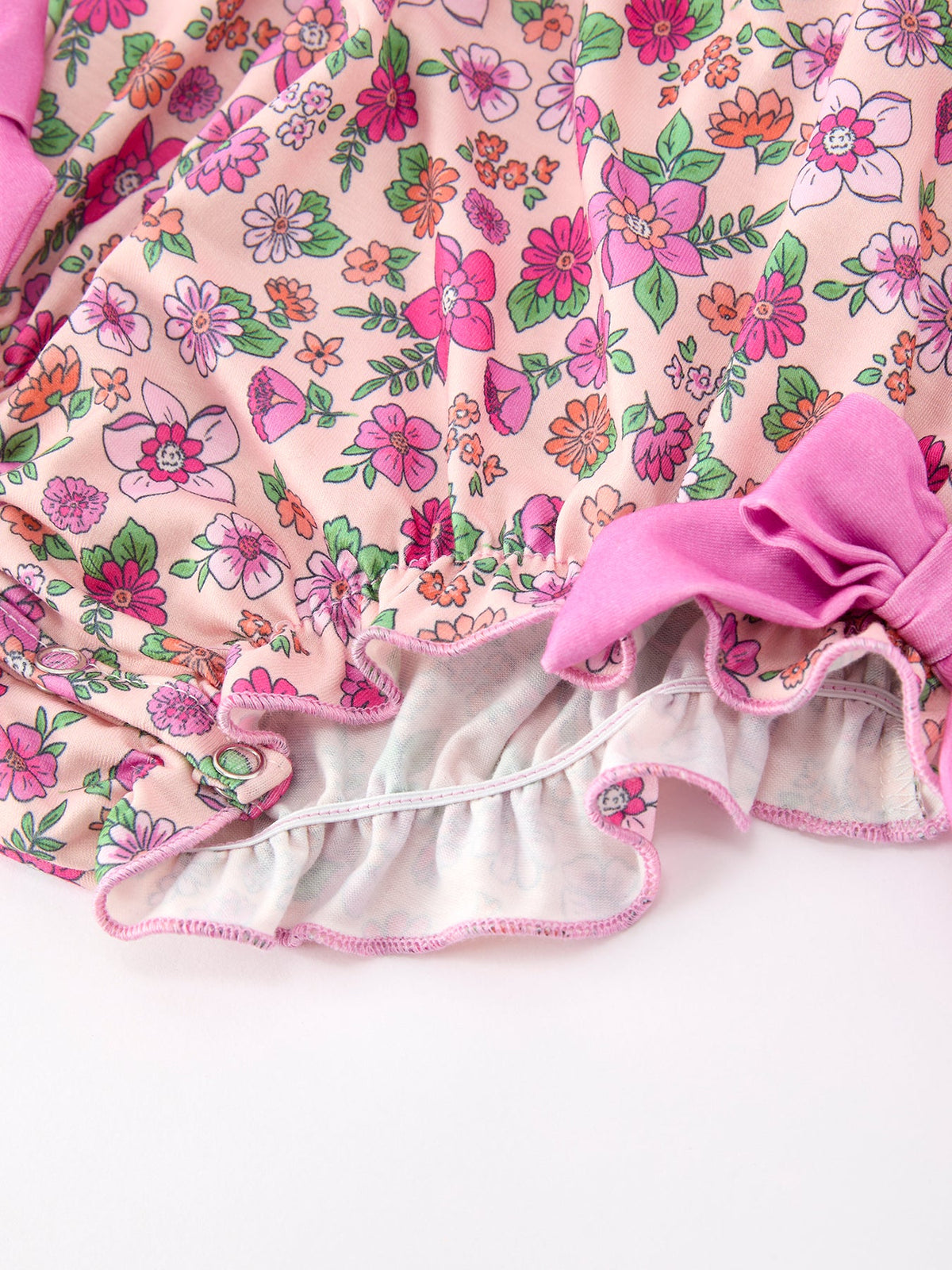 Pink Floral Bow Petals Collar Girls Bubble