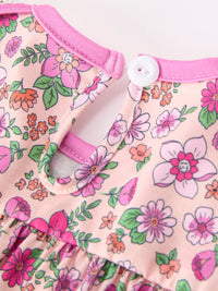 Pink Floral Bow Petals Collar Girls Bubble