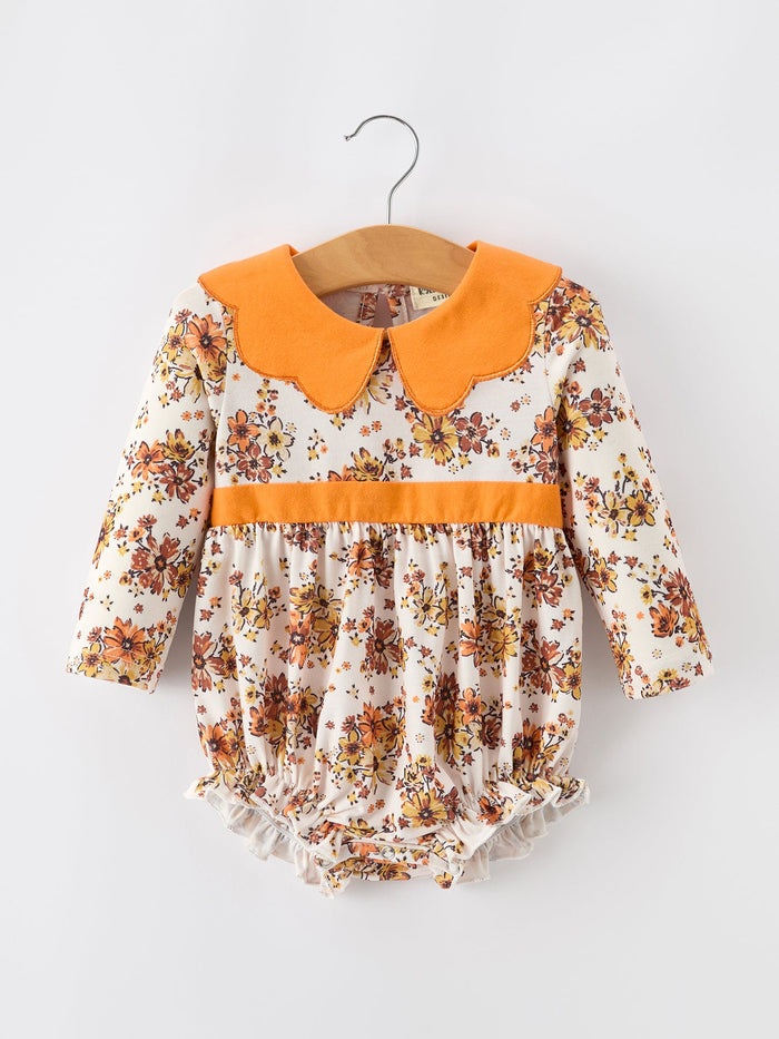 Fall Orange Floral Baby Bubble Petals Collar