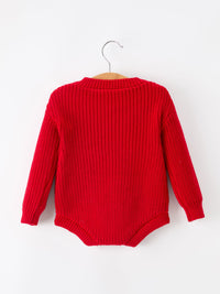 Merry Candy Cane Knit Baby Romper