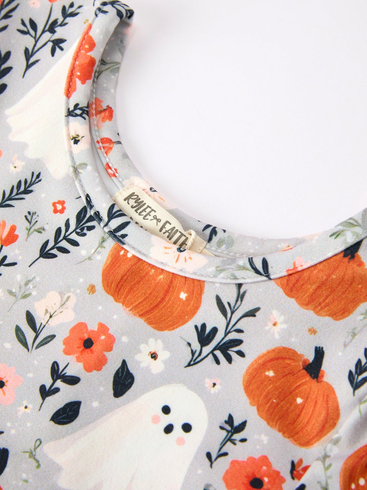 Pumpkin Ghost Girls Dress Long Sleeve Twirl Dress