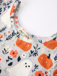 Pumpkin Ghost Girls Dress Long Sleeve Twirl Dress