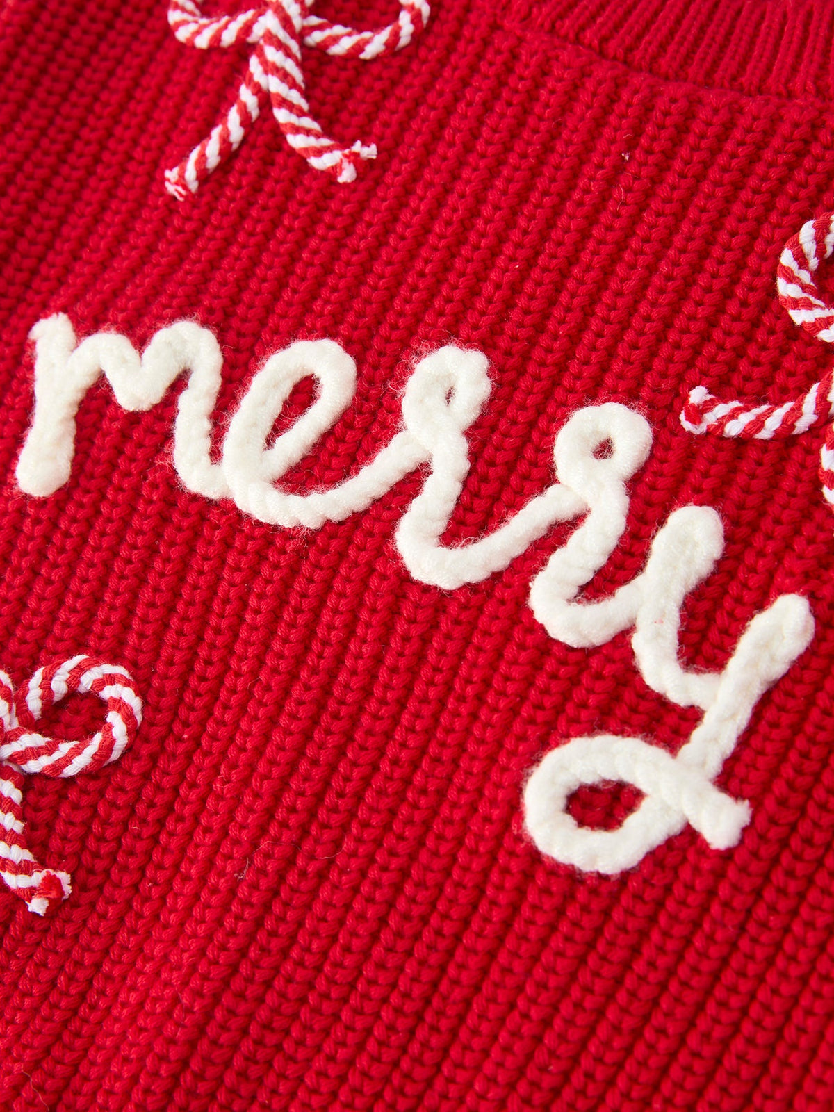 Merry Candy Cane Knit Baby Romper
