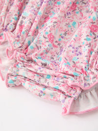 Pink Bow Smocked Floral Baby Bubble