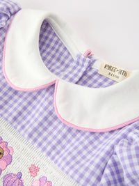 Turkey Smocked Plaid Bow Girls Bubble Romper