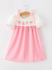 Ballet Embroidery Bow Polka Dot Dress